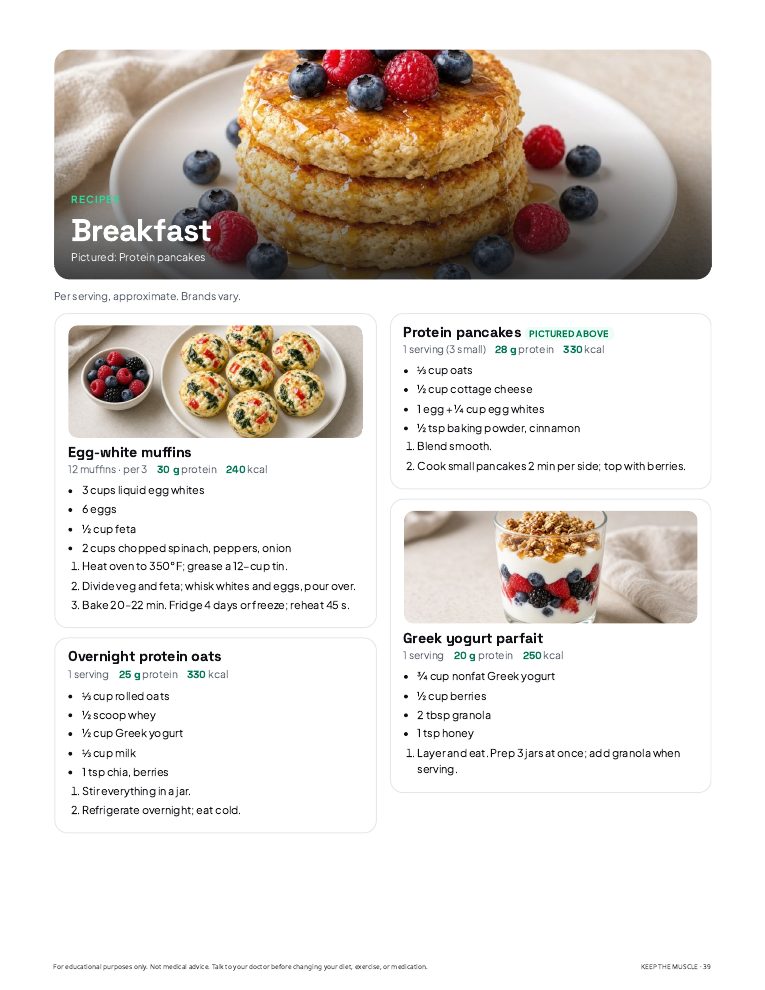 Breakfast recipes page with photos
